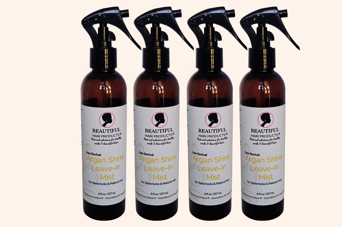 4 bottles of Argan Moisture Protect Shampoo 8oz bottle sulfate-free with gold and cream label for medium porosity hair protection