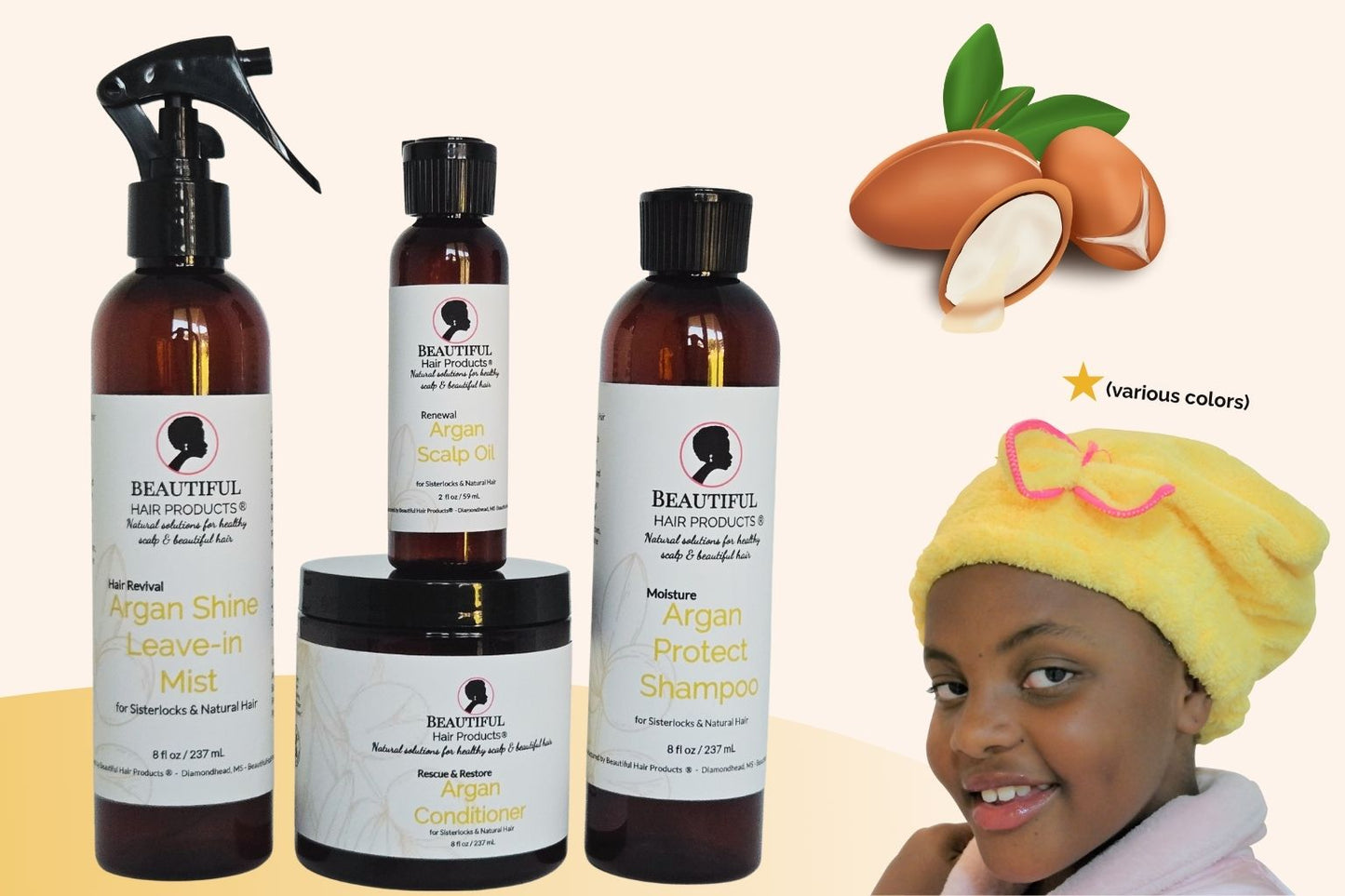 Argan Simple Start Hydration Kit with argan products and towel cap for beginner-friendly medium porosity hair care