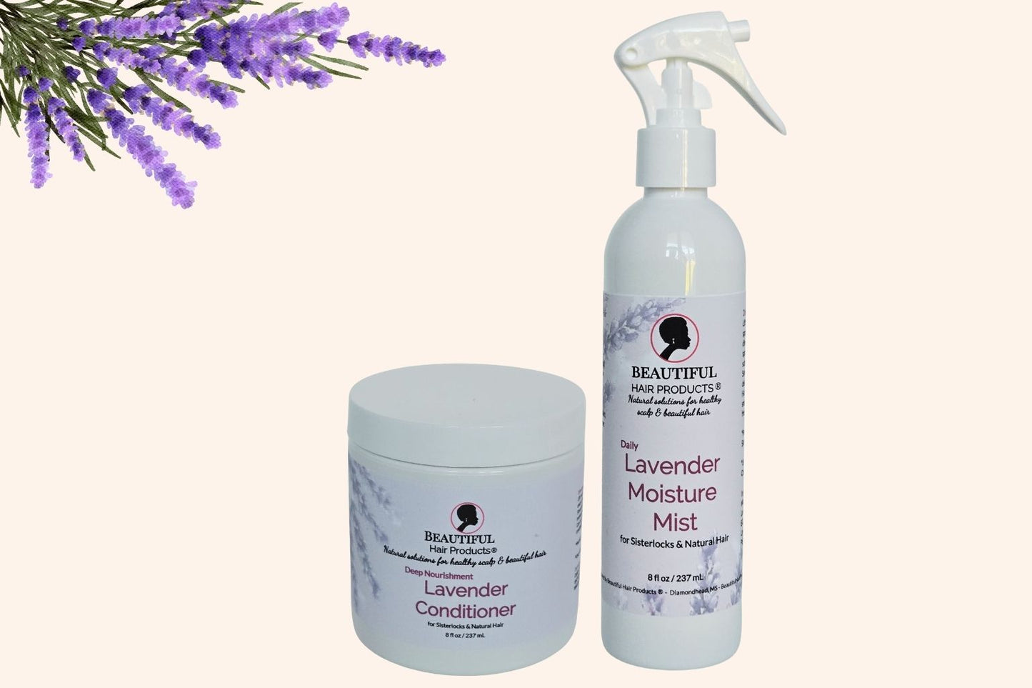 Lavender Crown Therapy Starter Kit with moisture mist bottle, conditioning whip jar and care guide for high porosity hair.