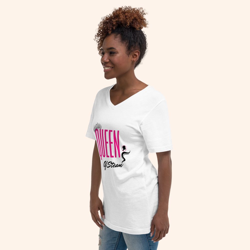 Queen of Steam T-Shirt, white tee with royal crown design and comfortable fit for hair care enthusiasts