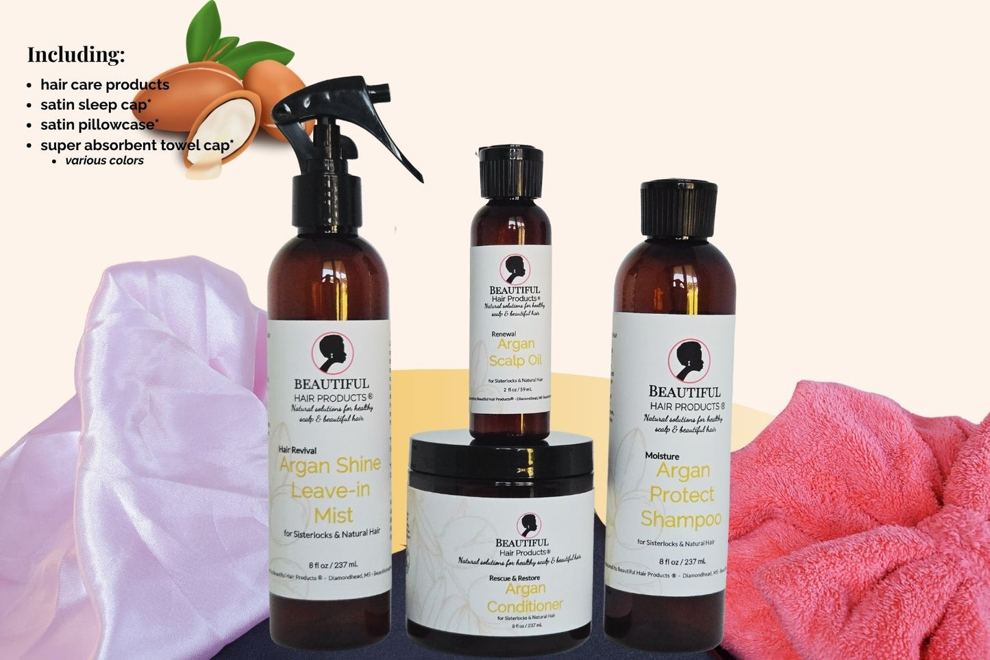 Argan Power Moisture Daily Care Kit with argan products and luxury accessories for premium medium porosity hair care