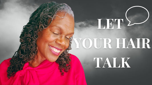 Rene Michelle Floyd teaching about your hair communicating what it needs - red sweater