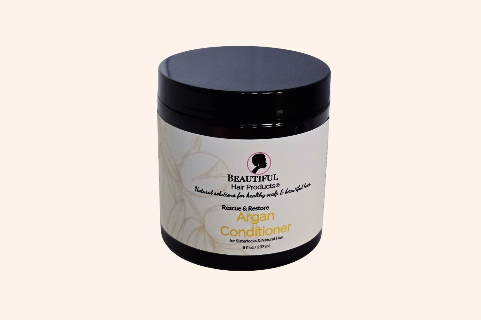 Argan Rescue & Restore Conditioner Cream 8oz jar with gold and cream label for damaged hair deep treatment
