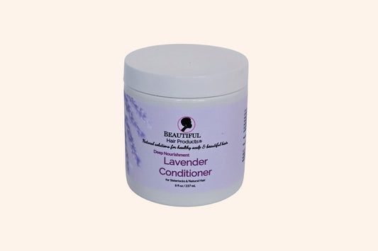 Lavender Deep Conditioning Whip jar, 8oz with purple and cream label featuring jojoba and lanolin for high porosity conditioning