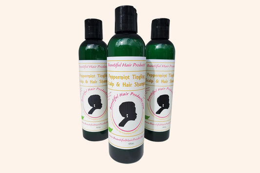 Three bottles of Peppermint Clarifying Shampoo bundle, 8oz sulfate-free formula pack for low porosity hair
