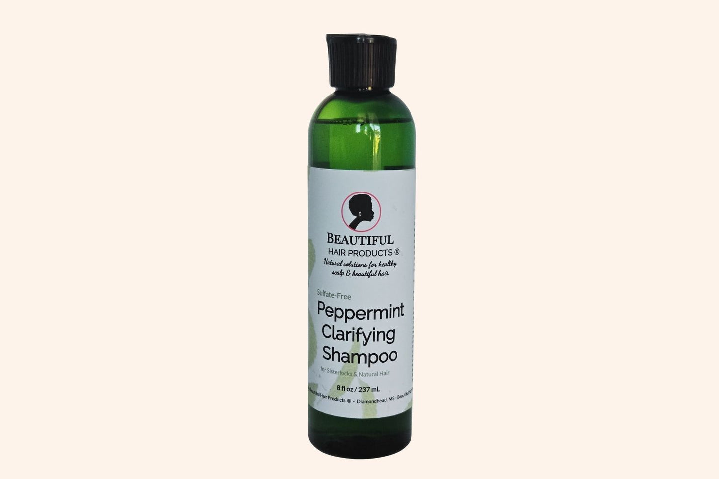 Single Peppermint Clarifying Shampoo bottle, 8oz sulfate-free formula for low porosity hair and Sisterlocks