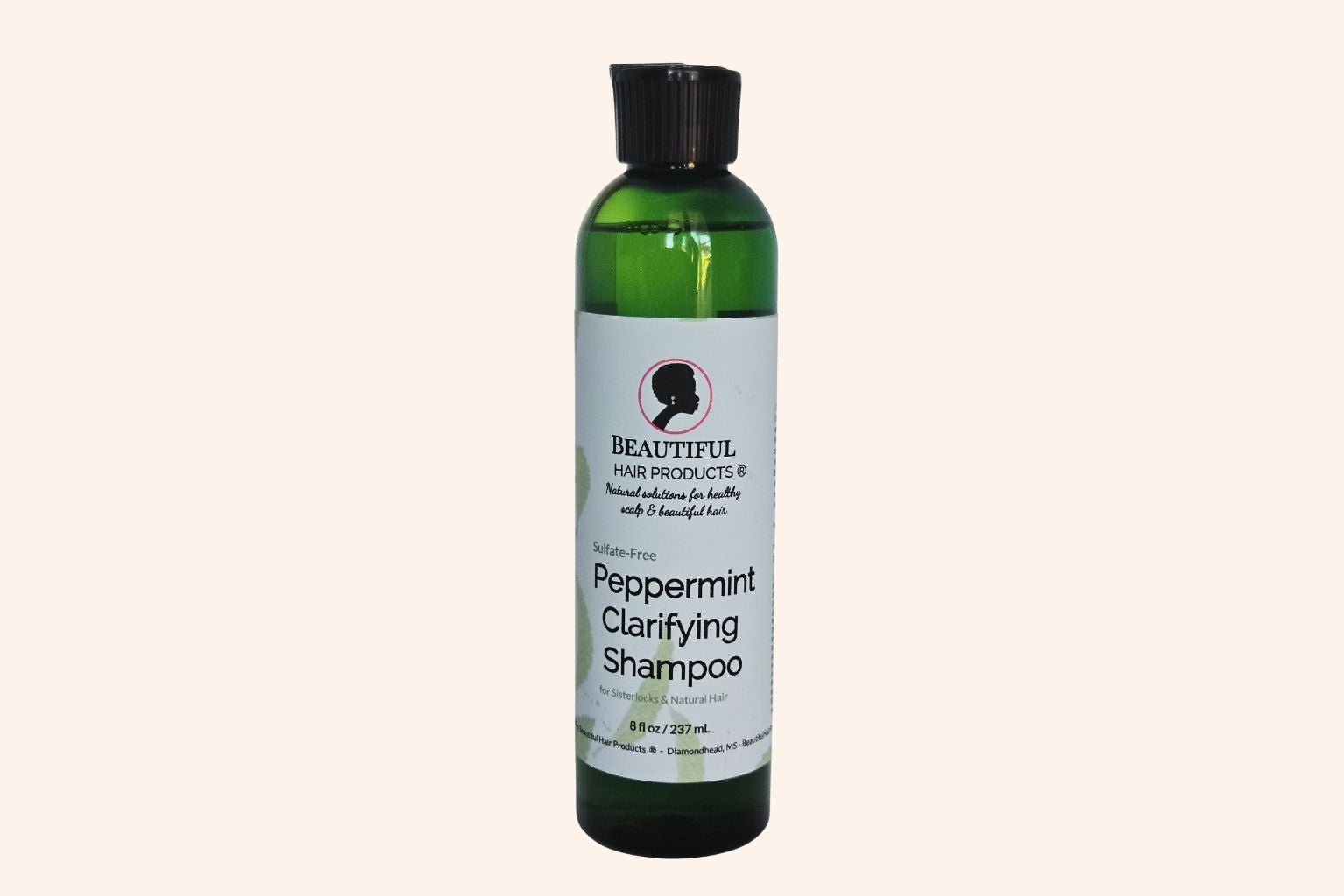 Single Peppermint Clarifying Shampoo bottle, 8oz sulfate-free formula for low porosity hair and Sisterlocks